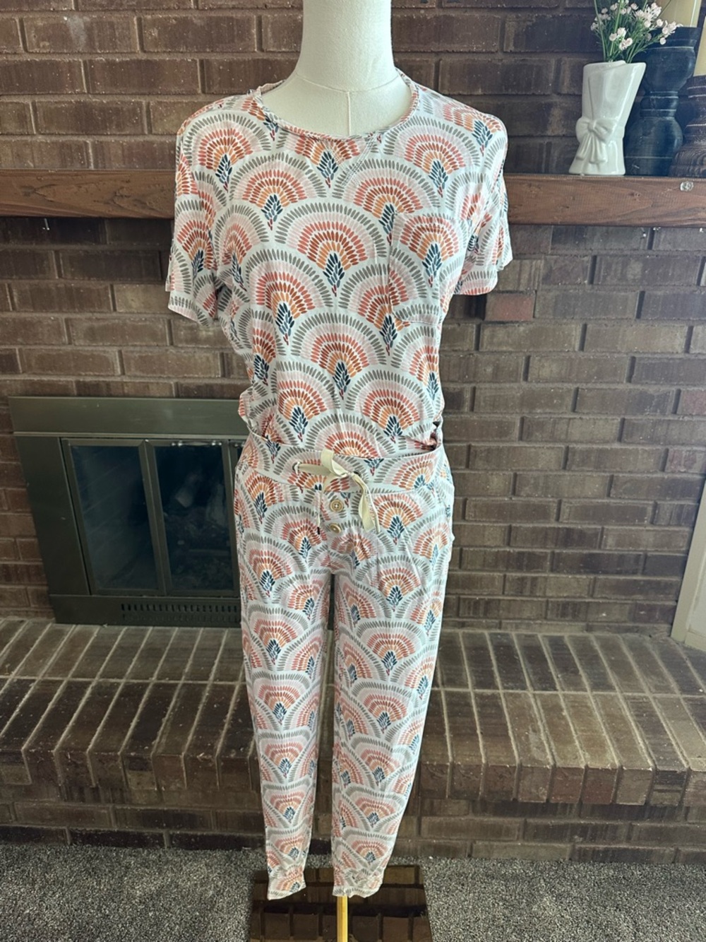 ✨ Desert Deco ✨ Lates by Kate Modal Pajama Set | Scalloped Fan Print | Small